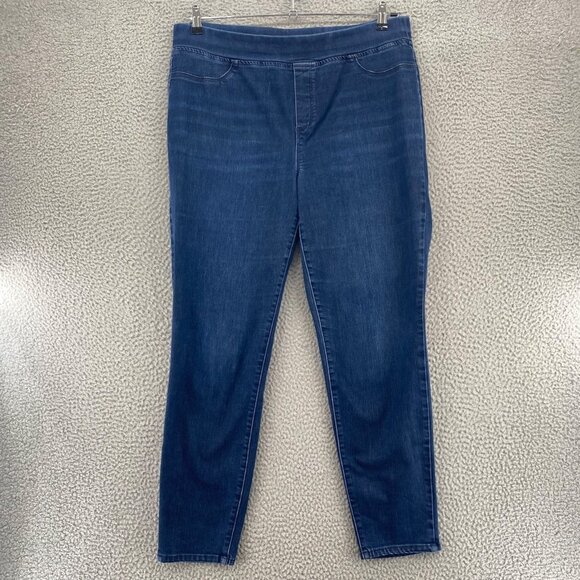 Talbots Jeans Womens 16 Flawless Blue Dark Wash Denim Pull On Jegging Skinny Leg - Picture 1 of 11